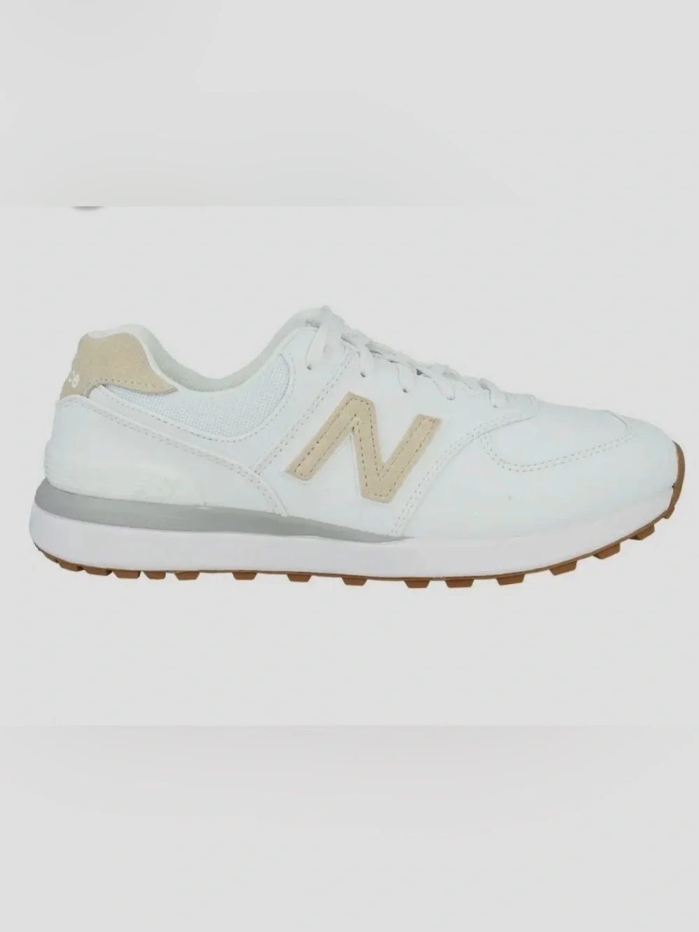 New Balance 574 Sneakers spikeless,Green V2 in White and Tan Unisex